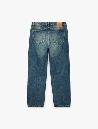 Normal Bel Rahat Kalıp Cepli Pamuklu Baggy Jean Pantolon
