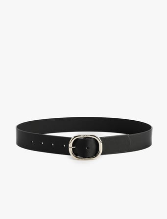 Oval Metal Tokalı Suni Deri Kemer