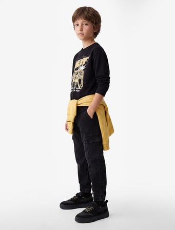 Oyun Temalı Baskılı Uzun Kollu Bisiklet Yaka Şardonlu Sweatshirt