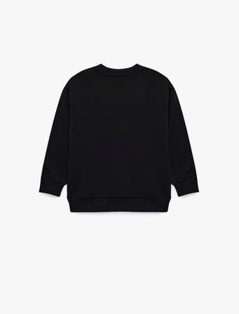 Oyun Temalı Baskılı Uzun Kollu Bisiklet Yaka Şardonlu Sweatshirt