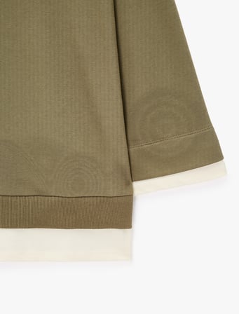 Renk Bloklu Regular Fit Bisiklet Yaka 3/4 Kol Basic Sweatshirt