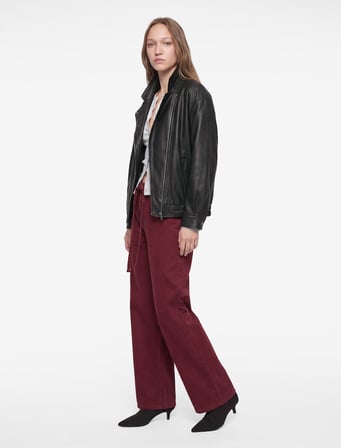 Pamuklu Bol Kalıp Çıtçıt Düğmeli Beli Bağcıklı Denim Pantolon  - Loose Fit Jeans