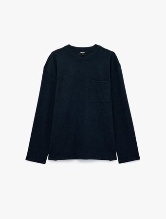 Uzun Kollu Rahat Kalıp Viskon Karışımlı Yarım Fermuarlı Sweatshirt