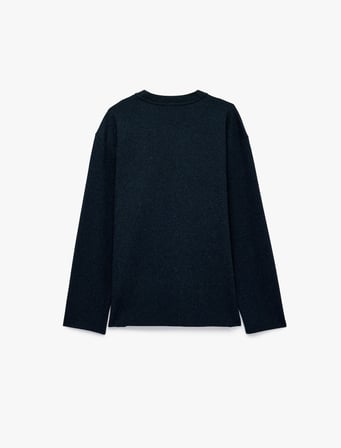 Uzun Kollu Rahat Kalıp Viskon Karışımlı Yarım Fermuarlı Sweatshirt