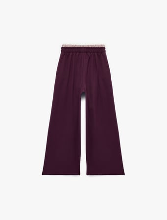 Beli Lastikli Cepli Viskon Karışımlı Geniş Paça Pantolon