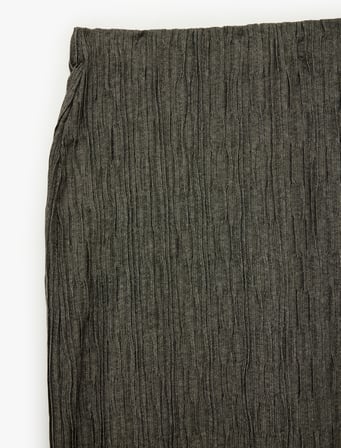 Slim Fit Yırtmaçlı Bürümcük Kumaş Dokulu Midi Kalem Etek