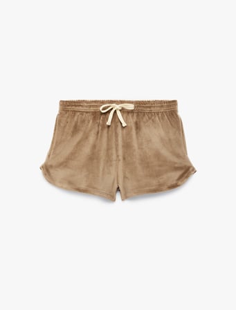 Rahat Kesim Beli Bağcıklı Cepli Mini Şort Pijama Altı