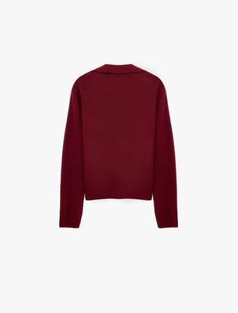Düğmeli Slim Fit  V Yaka Uzun Kollu Triko Kazak