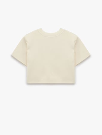 Boxy Fit Kısa Kollu V Yaka Crop Triko Kazak