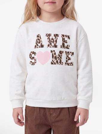 Baskılı Bisiklet Yaka Kısa Kollu Şardonlu Sweatshirt