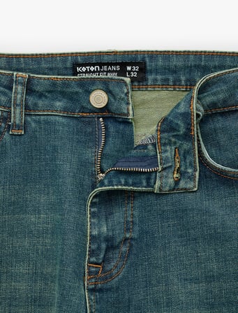 Normal Bel Cepli Pamuklu Straight Jean Pantolon - Mark Jean