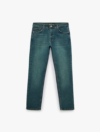 Normal Bel Cepli Pamuklu Straight Jean Pantolon - Mark Jean