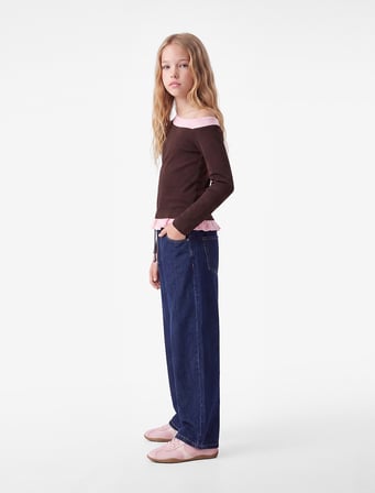 Ribanalı Asimetrik Kesim Viskon Karışımlı Kayık Yaka Uzun Kollu Slim Fit Tişört