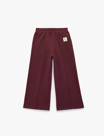 Pamuklu Beli Lastikli Şardonlu Geniş Paça Eşofman Altı