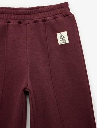 Pamuklu Beli Lastikli Şardonlu Geniş Paça Eşofman Altı