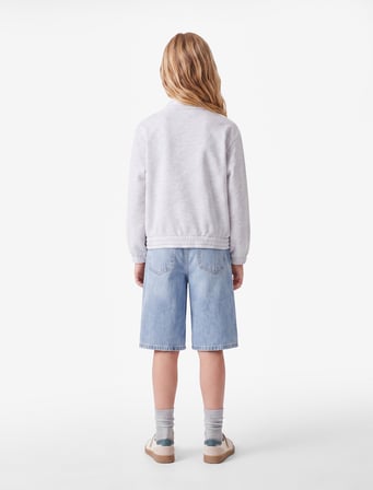 Düğme Detaylı Şardonlu Uzun Kollu Hakim Yaka Sweatshirt