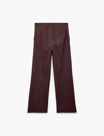 Viskon Karışımlı Normal Bel Cepli Düz Kesim Geniş Paça Pantolon