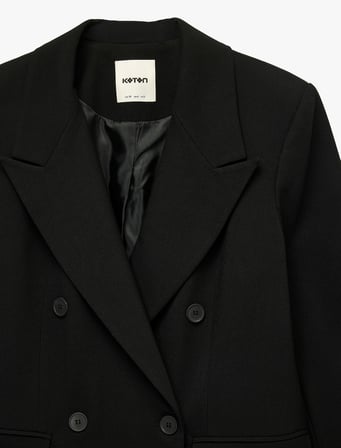 Slim Kesim Cepli Uzun Kollu Klasik Yaka Kruvaze Blazer Ceket