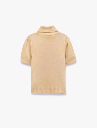 Boxy Fit Dik Yaka Kısa Kollu Peluş Kazak