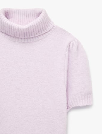 Boxy Fit Dik Yaka Kısa Kollu Peluş Kazak