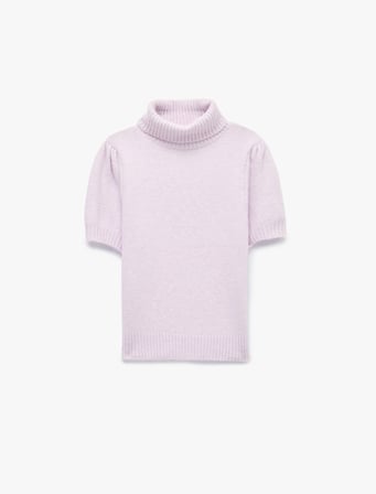Boxy Fit Dik Yaka Kısa Kollu Peluş Kazak