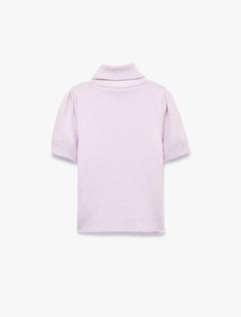 Boxy Fit Dik Yaka Kısa Kollu Peluş Kazak