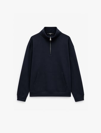Uzun Kollu Üç İplik Şardonlu Yarım Fermuarlı Sweatshirt