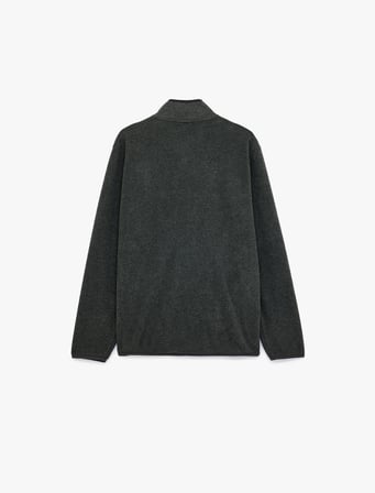 Uzun Kollu Dikiş Detaylı Yarım Fermuarlı Polar Sweatshirt