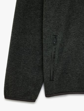 Uzun Kollu Dikiş Detaylı Yarım Fermuarlı Polar Sweatshirt