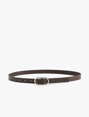 Metal Oval Toka Detaylı Suni Deri İnce Kemer