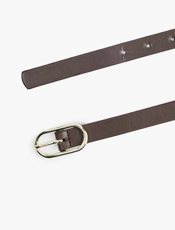 Metal Oval Toka Detaylı Suni Deri İnce Kemer
