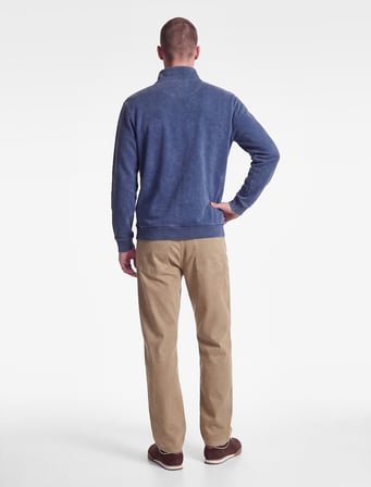 Şardonlu Rahat Kalıp Yıkamalı Uzun Kollu Yarım Fermuarlı Sweatshirt