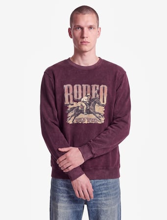 Üç İplik Şardonlu Uzun Kollu Yıkamalı Bisiklet Yaka Baskılı Sweatshirt