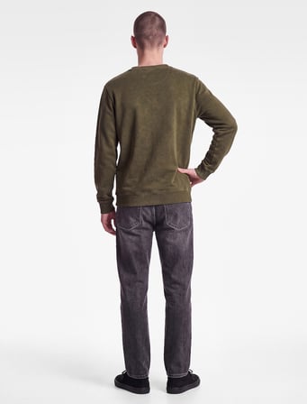Uzun Kollu Şardonlu Bisiklet Yaka Yıkamalı Baskılı Sweatshirt