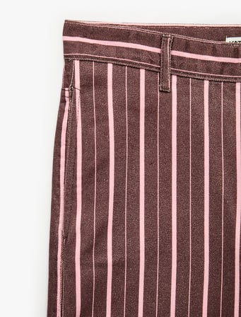 Beş Cepli Rahat Kalıp Pamuklu Düz Paça Çizgili Baggy Pantolon - Baggy Jeans
