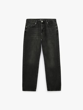 Normal Bel Cepli Pamuklu Vintage Straight Fit Jean Pantolon