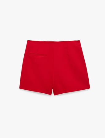 Slim Fit Cepli Mini Şort Etek