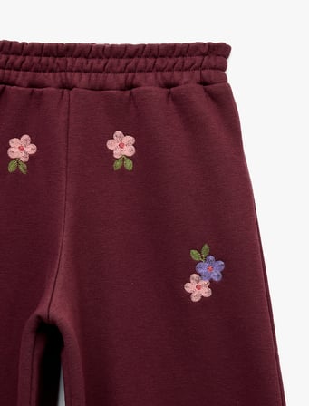 Çiçekli Nakış Detaylı Şardonlu Barrel Kesim Pantolon