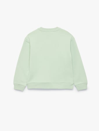 Hayvan Baskılı Şardonlu Bisiklet Yaka Uzun Kollu Sweatshirt