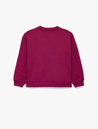 Baskılı Uzun Kollu Bisiklet Yaka Şardonlu Sweatshirt
