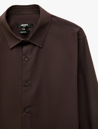 Regular Fit Pamuklu Klasik Yaka Uzun Kollu Poplin Gömlek