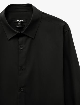 Regular Fit Pamuklu Klasik Yaka Uzun Kollu Poplin Gömlek