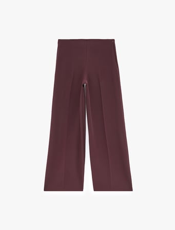 Yüksek Bel Fermuarlı Krep Kumaş Pileli Geniş Paça Pantolon