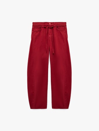 Kemerli Cepli Normal Bel Rahat Kalıp Balon Fit Barrel Pantolon - Barrel Jeans