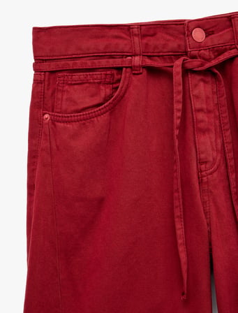 Kemerli Cepli Normal Bel Rahat Kalıp Balon Fit Barrel Pantolon - Barrel Jeans
