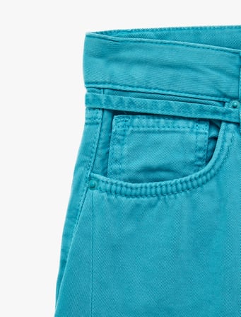 Kemerli Cepli Normal Bel Rahat Kalıp Balon Fit Barrel Pantolon - Barrel Jeans
