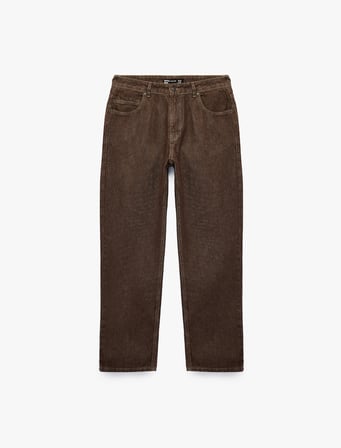 Normal Bel Cepli Pamuklu Vintage Straight Fit Jean Pantolon