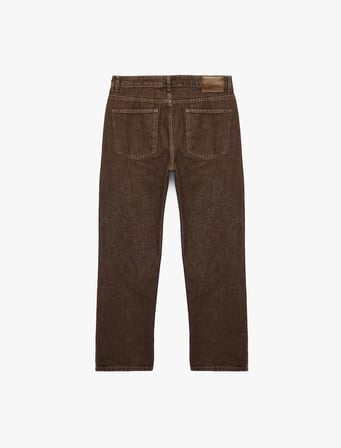 Normal Bel Cepli Pamuklu Vintage Straight Fit Jean Pantolon