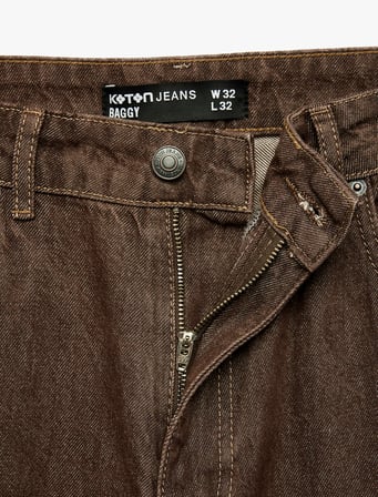 Normal Bel Cepli Pamuklu Vintage Straight Fit Jean Pantolon