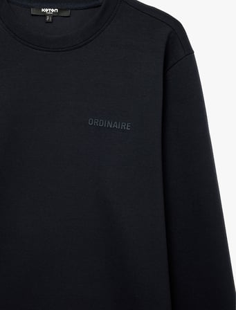 Üç İplik Şardonlu Bisiklet Yaka Uzun Kollu Baskılı Sweatshirt